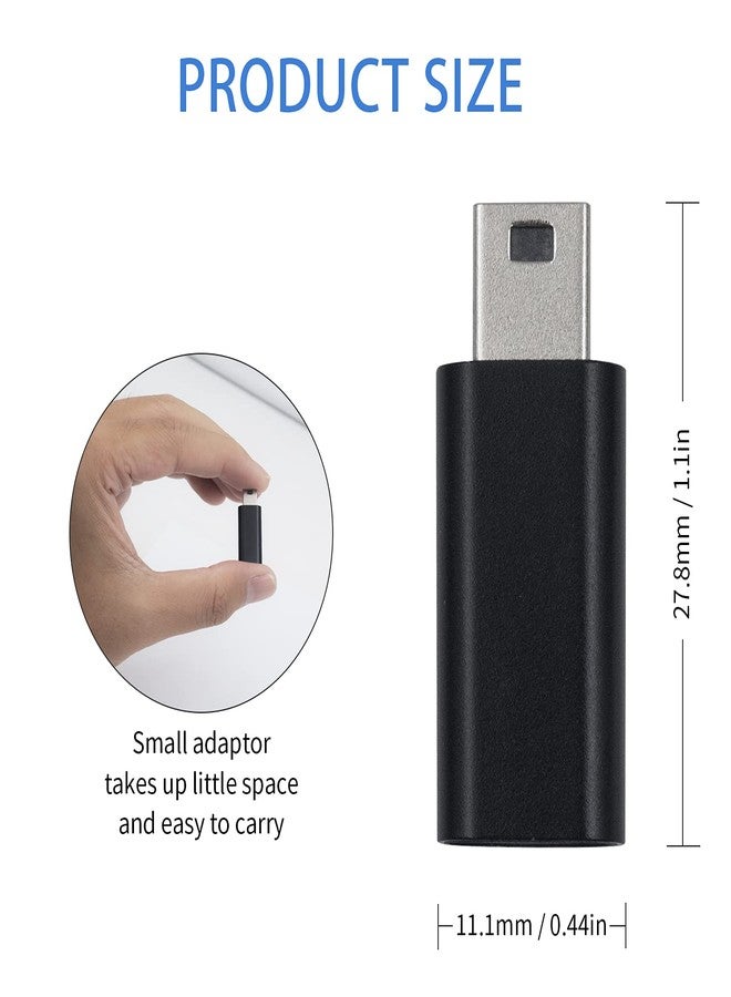 دوتك محول Duttek من USB-C إلى Mini USB (عبوة من قطعتين)، بسرعة 480 ميجابت في الثانية، من النوع USB-C أنثى إلى Mini USB ذكر، يدعم الشحن ومزامنة البيانات للكاميرات الرقمية ومشغلات MP3 وغيرها، باللون الأسود. - Image 4